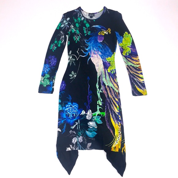 Authentic Just Cavalli medium peacock floral dress,All Products : American Fashion Style Bags On Sale